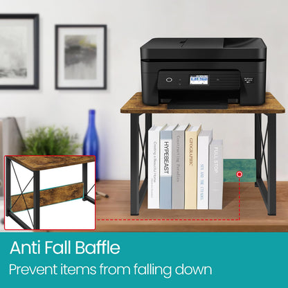 ELITEROO Wood Desktop Shelf, 3 Tier Desk Shelves + Printer Stand, Small Bookshelf Organizer, Printer Riser Stands, Office Storage Rack and Cubicle Organizers Accessories for Dorm Office Home, Brown