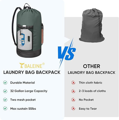 BALEINE 120L Laundry Bag Backpack, 900D Oxford Fabric Large Travel Laundry Bags