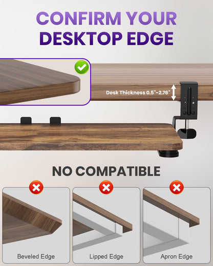 Zontera Ergonomic Mouse & Keyboard Tray Under Desk, Pull Out with Adjustable C-clamp, 20 (25.9 Including Clamps) x 11.8 Inch Slide Out Computer Keyboard Drawer Mouse Tray for Typing, Rustic Brown