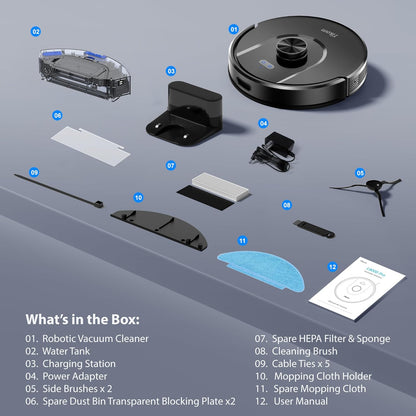 Tikom Robot Vacuum and Mop Combo, 6000 Pa Automatic Robotic Vacuum Cleaner, Smart Mapping, 150 Min Max, Ideal for Pet Hair, Hardfloors, Carpets, Home(L8000 Pro)