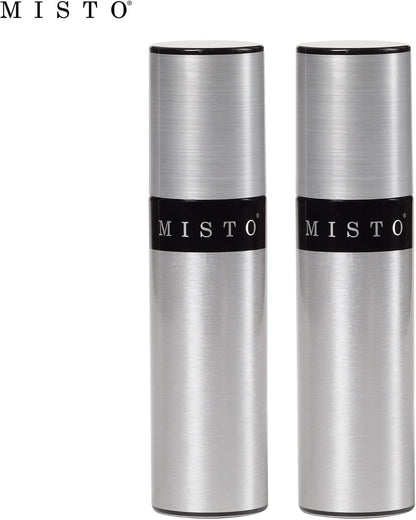 Misto Aluminum Oil Sprayer, Set of 2, Versatile Refillable Aerosol Sprayers for Olive Oil, Vinegar, Lemon Juice, Dressings, and More, Ideal for Cooking, BBQ, and Air Fryers