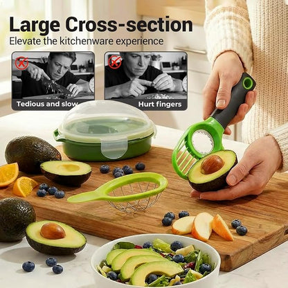 3 in1 Avocado Tool Split, Pit, and Slice, Avocado 3 Piece Set, Includes Avocado Slicer, Cutter and Airtight Storage Container,Kitchen Gadget (3 piece set)