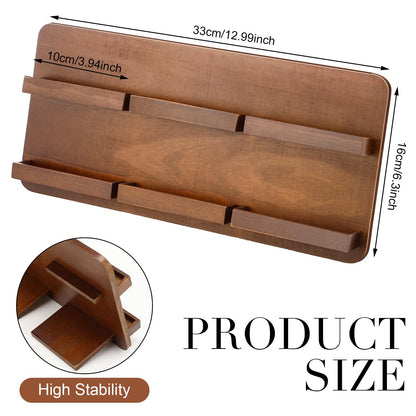 Leinuosen 2 Tie Wood Business Card Holder for Desk 6 Slot Wooden Business Card Display Stand Multiple 2 Tie Detachable Organizer for Desktop Office Home Exhibition Meeting (13 x 6.3 Inch)
