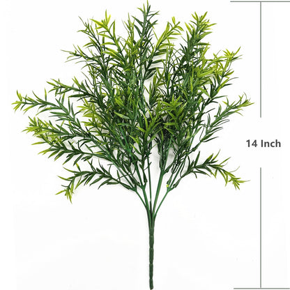 Artificial Rosemary Plants, Fake Plant Bushes Plastic Greenery Grass Faux Shrubs for Home Decor Kitchen Bathroom Farmhouse Room Shelf Desk Coffee Table Vase Pot Planter Filler DIY Decorations 6 Pack