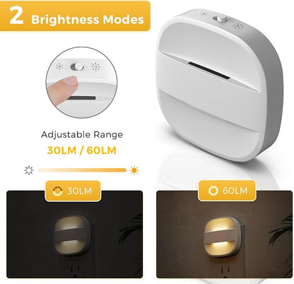 L LOHAS LED Night Lights Plug into Wall, Dimmable Night Light with Dusk to Dawn Sensor, Nightlight for Bathroom Night Light, Hallway, Kitchen, 3000K Soft White, Foldable