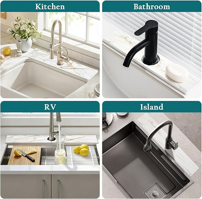 Mrcrypos Stone Faucet Mat for Kitchen Sink, 23.6" Fast Drying Sink Splash Guard