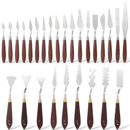 27 Piece Stainless Steel Palette Knife Set, Painting Knives with Plastic Handles, Art Spatula Pallet Knives for Oil, Acrylic Paint, Color Mixing Tools, Painting Accessories
