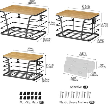 3 Pack Stackable Pantry Organizer, Trash Bag Dispenser Under Sink, Kitchen