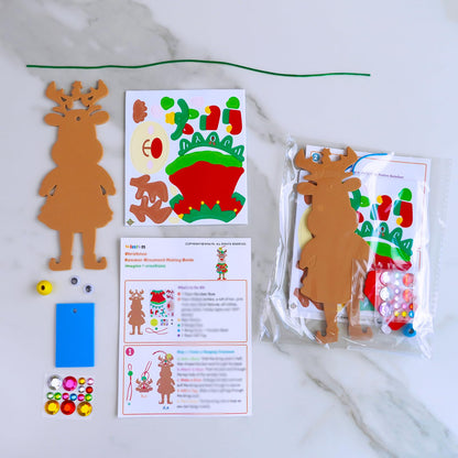 Winlyn 24 Sets Christmas Decorations DIY Reindeer Tree Ornaments Winter Crafts Kits Foam Reindeer with Festive Foam Stickers for Kids Holiday Seasonal Gift Home Classroom Activities Party Favors