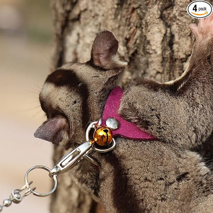 3 Pack Sugar Glider Harness and Leash Set - Adjustable Traction Rope Strap Anti-Biting Chain Rope, Small Animal Training Walking Vest Leash for Sugar Glider Squirrel Hamster Rat Birds Reptile (Purple)
