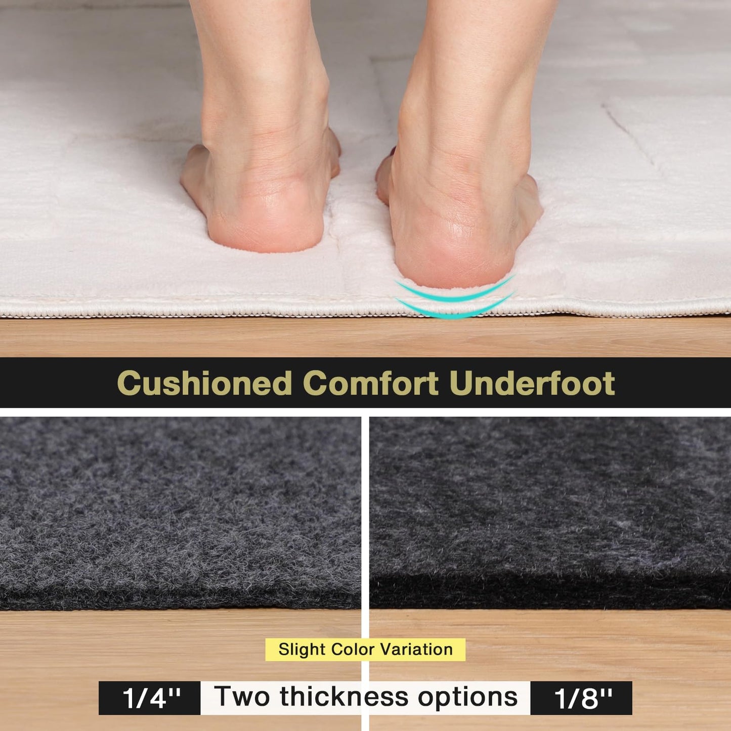 NENSIUM Rug Pad 3' Round Non Slip for Hardwood Floors, 1/8” Extra Thick Waterproof Felt Carpet Pad, Low Profile Underlay for Area Rugs, Safe for LVP & All Floor Finishes, Odorless & Soundproof