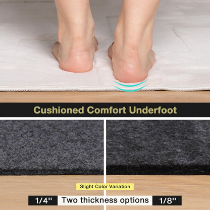 NENSIUM Rug Pad 3' Round Non Slip for Hardwood Floors, 1/8” Extra Thick Waterproof Felt Carpet Pad, Low Profile Underlay for Area Rugs, Safe for LVP & All Floor Finishes, Odorless & Soundproof