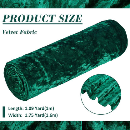 BENECREAT 63x39inch Green Crushed Velvet Fabric, Soft Velvety Fabric, Wrinkle Resistant Velvet Upholstery Fabric for Sewing Apparel, Upholstery, Decoration