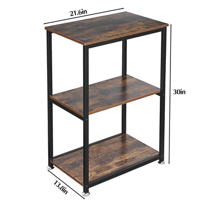 VECELO Tall End Side Table,30" Height Nightstand with 3-Tier Storage Shelf for Living Room Bedroom Office Hallway Study
