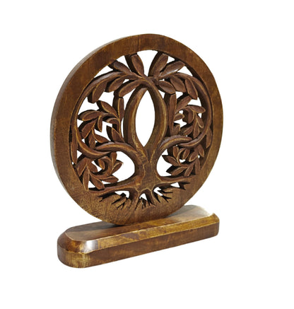 VANIYA CRAFTS® Wooden Carved Handmade Engraved Table Decor Tree Shape Table Sculpture Home Decor Statue for Living Room, Bedroom, Office Desktop, Cabinets