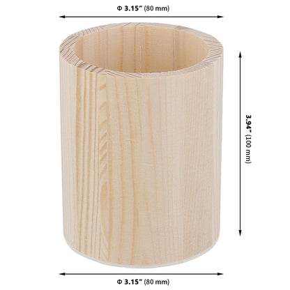 GINLANK 12 Pack 4 Inch Round Wooden Pencil Holders, Unfinished Wood Desk Organizer for DIY Crafts (3x3x4 Inches)