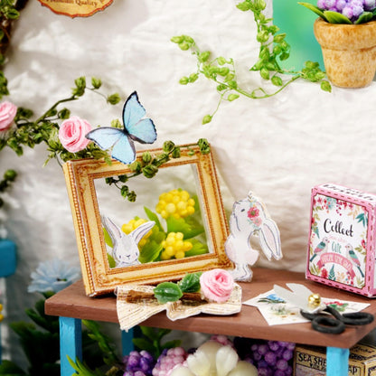 OZJAY DIY Miniature House Kit with Dust Proof Cover, 1:24 Scale Creative Room Mini DIY Wooden Dollhouse Miniature Kit for Adults Teen, Corner Garden