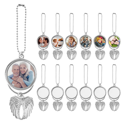 MGBISYI 12 PCS Double-Sided Metal Sublimation Keychain Blanks, DIY Sublimation Printing Blanks for Car Hanging Ornaments, Christmas Gift Craft Supplies, Sublimation Ornament Blanks