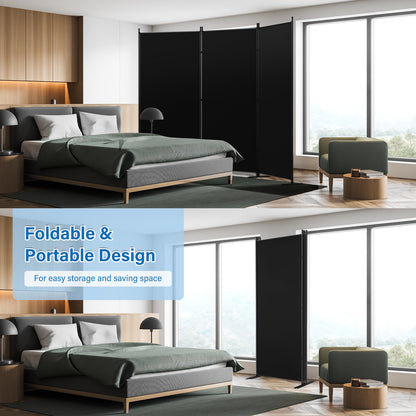 AKTOP Room Divider 3 Panel, Folding Fabric Wall Divider for Room Separation, Portable Room Partitions and Dividers 103"W x 70''H, Freestanding Privacy Screen for Office, Dorm, Studio, Classroom, Black