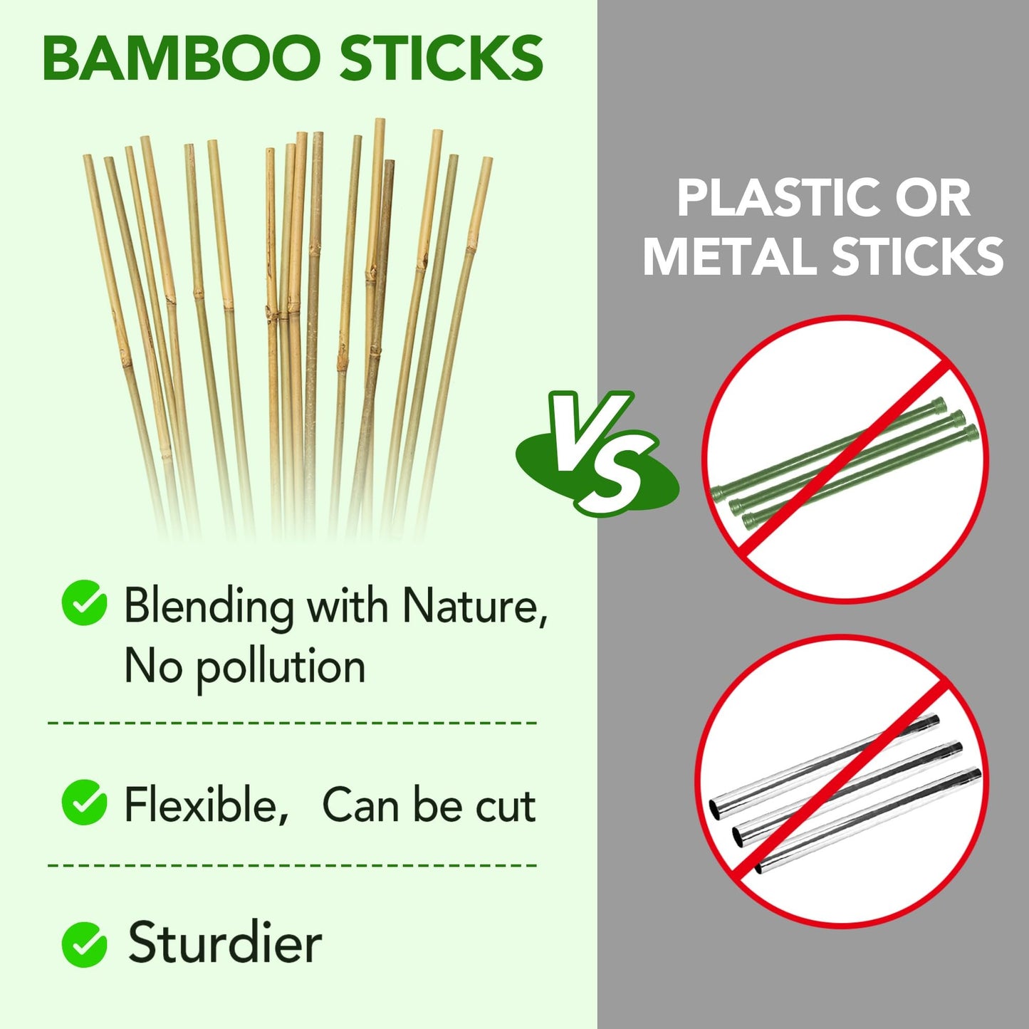 Taoskai 60Pcs Bamboo Stakes for Plant 3 Feet, Garden Bamboo Plant Stakes for Plants Support, Climbing Plants, Tomatoes, Sunflowers, Beans, Potted Plants, Trees