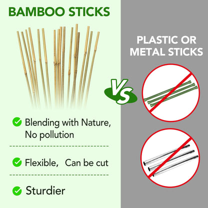 Taoskai 60Pcs Bamboo Stakes for Plant 3 Feet, Garden Bamboo Plant Stakes for Plants Support, Climbing Plants, Tomatoes, Sunflowers, Beans, Potted Plants, Trees