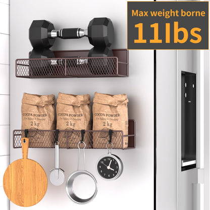Magnetic Spice Rack for Refrigerator, 6 Pack 100% Metal Strong Magnet Shelf, Space Saving Spice Organizer, Home Kitchen Laundry Room Storage Organization W/ Paper Towel Holder, Utensils Racks (Grey)