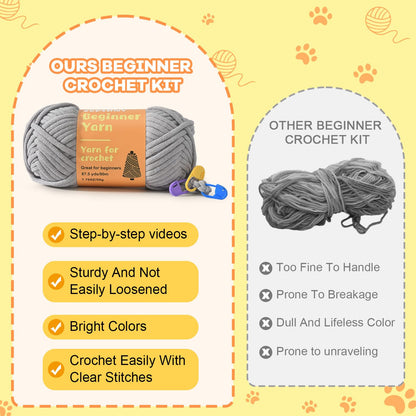 Zepiany Crochet Kit for Beginners, Crochet Cat Beginner Crochet Kit for Adults, Amigurumi Crochet Animals Cat Crafts Crochet Kits, Easy Knitting Kit Galentines Day Gifts
