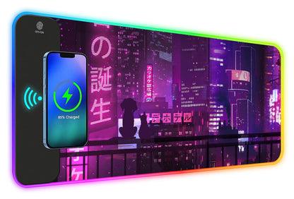 ToLuLu RGB Gaming Wireless Charging Mouse Pad, 5/7.5/10/15W 10 Light Modes LED Mouse Pad Computer Keyboard Mat Mousepad, 800x300x4MM Extended Large Desk Mat for Gaming, MacBook, Laptop, PC, Galaxy
