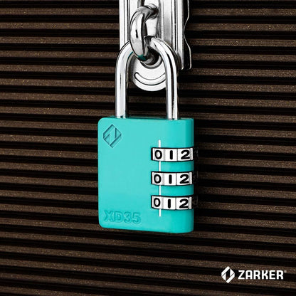Zarker XD35 Combination Lock, 3-Digit Padlock for School, Gym, Sports Locker Lock, Fence, Toolbox, Case, Outdoor, Hasp Storage (1-Pack, Emerald)