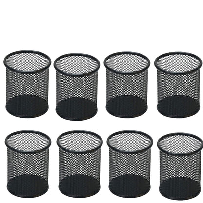 SNOW COOLER Pen Holder Mesh Pencil Holder Metal Pen Holder Pencil Holder for Desk Office Pen Organizer Black, 8 Pack