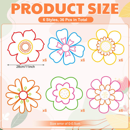 Motipuns 36 Pcs Affirmation Floral Craft 11 Inch Pre Cut Affirmation Floral Back to School Craft Kit for Positive Message Flower for Classroom Home Social Emotional Learning Activities