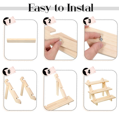 HANLANXUE 3 Tier Wooden Display Stand, 2 Pack Earring Display Stands For Selling Detachable Wood Tiered Jewelry Card Show Stand for Jewelry Cupcake Party Home Photo Outdoor Stalls