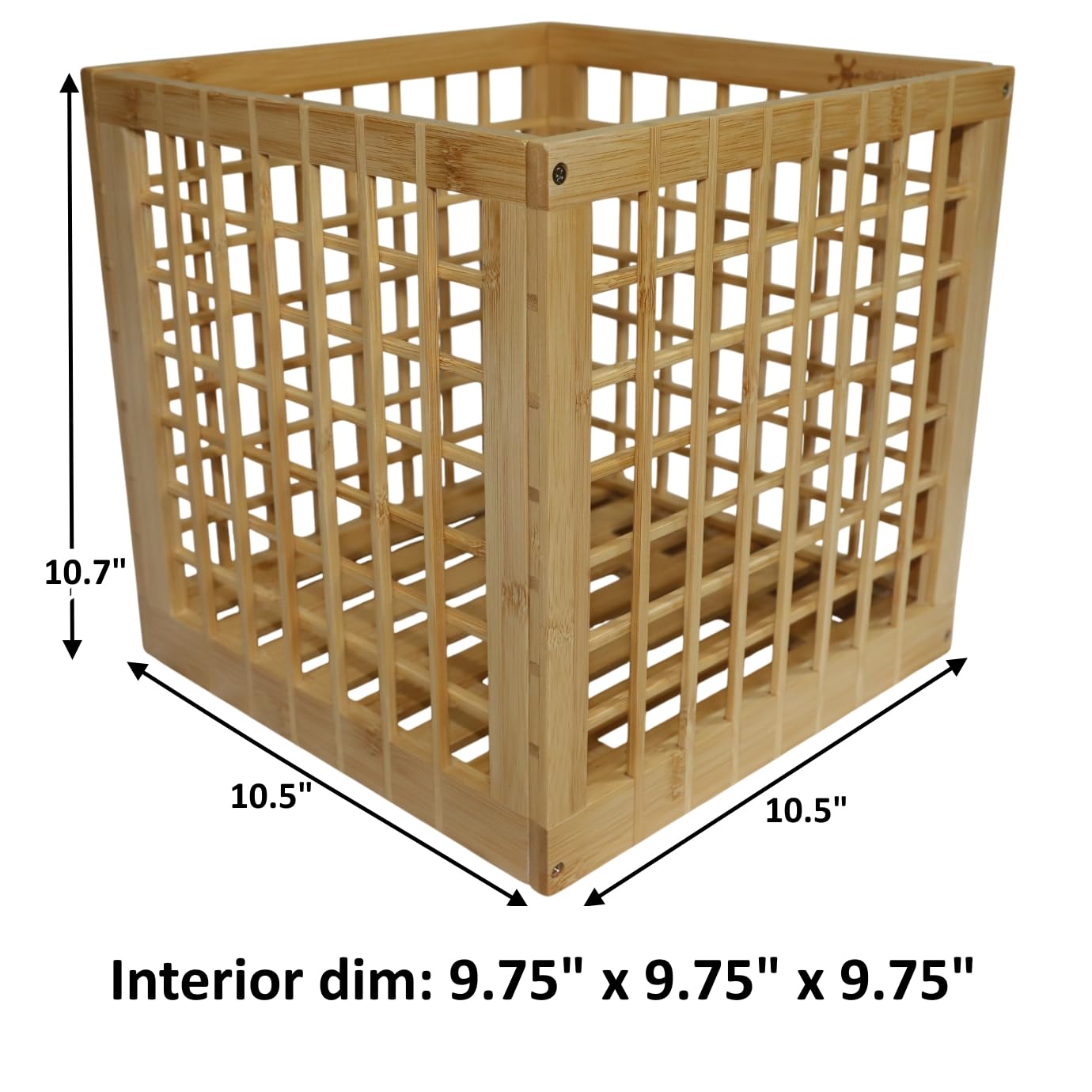 altCooking Hub Bamboo Stackable, Cube Storage Bins - Lattice Design 2 Pack (10.5x10.5x10.5)