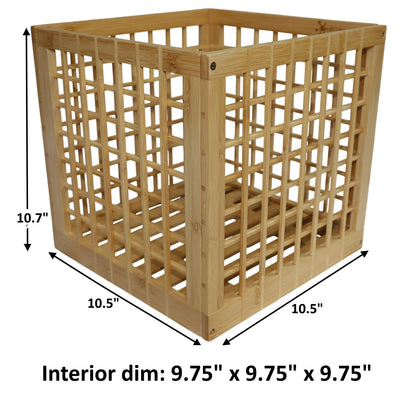 altCooking Hub Bamboo Stackable, Cube Storage Bins - Lattice Design 2 Pack (10.5x10.5x10.5)