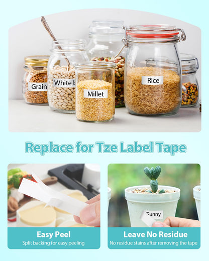 Tz-231 12mm 0.47 Laminated White Tze Label Tape Compatible for Brother Tze-231 Black on White Refill Work for Ptouch Label Maker PTD220 PTH111 PTD210 PTH110 PTD600 PTD200 PTD410, 1/2' x 26.2', 6 Pack