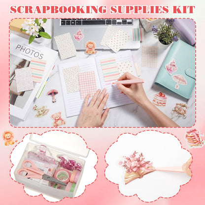 FunooFuno 156 Pcs Scrapbooking Supplies Kit Vintage Aesthetic Scrapbook Kit for Planner, Bullet Junk Journaling, Junk Journal, Retro Crafts, DIY Journaling Supplies