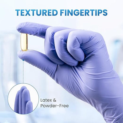 Borje Nitrile Exam Gloves Large, 100 Count Disposable Gloves, Iris Blue, Latex-Free Powder-Free, Food Safe, Cooking, Cleaning