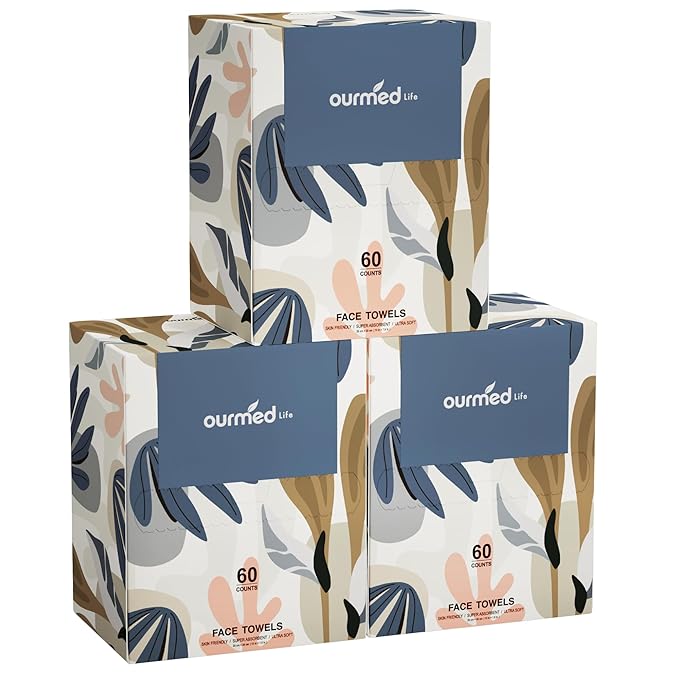 Ourmed Life Face Towels, Disposable Biodegradable Facial Towels