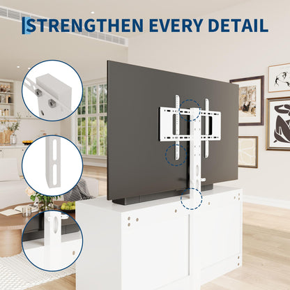 GarveeHome White Entertainment Center with 6 Storage Drawers for Bedroom Living Room, Universal TV Stand with Mount Fit 32"-80" TVs, Farmhouse Wooden Media Console Tables with Height Adjustable Mount