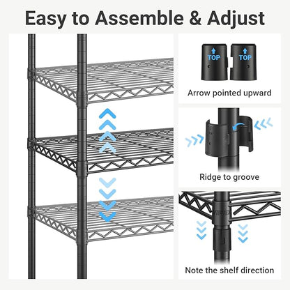 VIPEK V7 Garment Racks for Hanging Clothes Heavy Duty Clothes Rack with Shelves, Portable Closet Rack Metal Clothing Racks 5 Tiers Freestanding Closet Wardrobe System, Max Load 670lbs, White