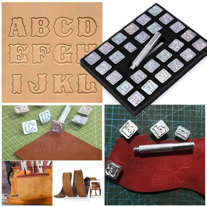OwnMy Capital Letters Stamp Set, 3/4” / 19mm Alphabet Stamp Tools Set Leather Craft Stamping Tools Leather Art Craft Tool (19mm - 27pcs)