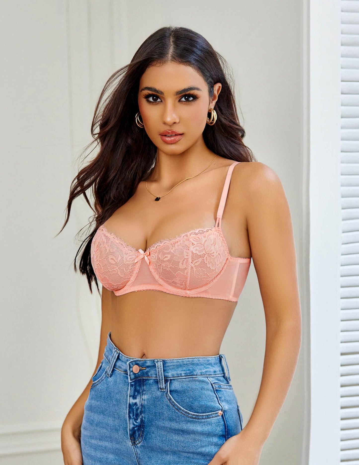 Avidlove Women's Sexy Lace Bra Sheer Balconette Underwire Unlined Everyday Bras Lingerie