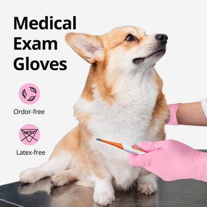 SwiftGrip Nitrile Exam Gloves, 4 Mil, Medium, Cherry Blossom, Food Safe Gloves Disposable Latex Free, Powder Free for Cleaning Supplies, Esthetician, Hair Dye, Tattoo Supplies (Box of 100)
