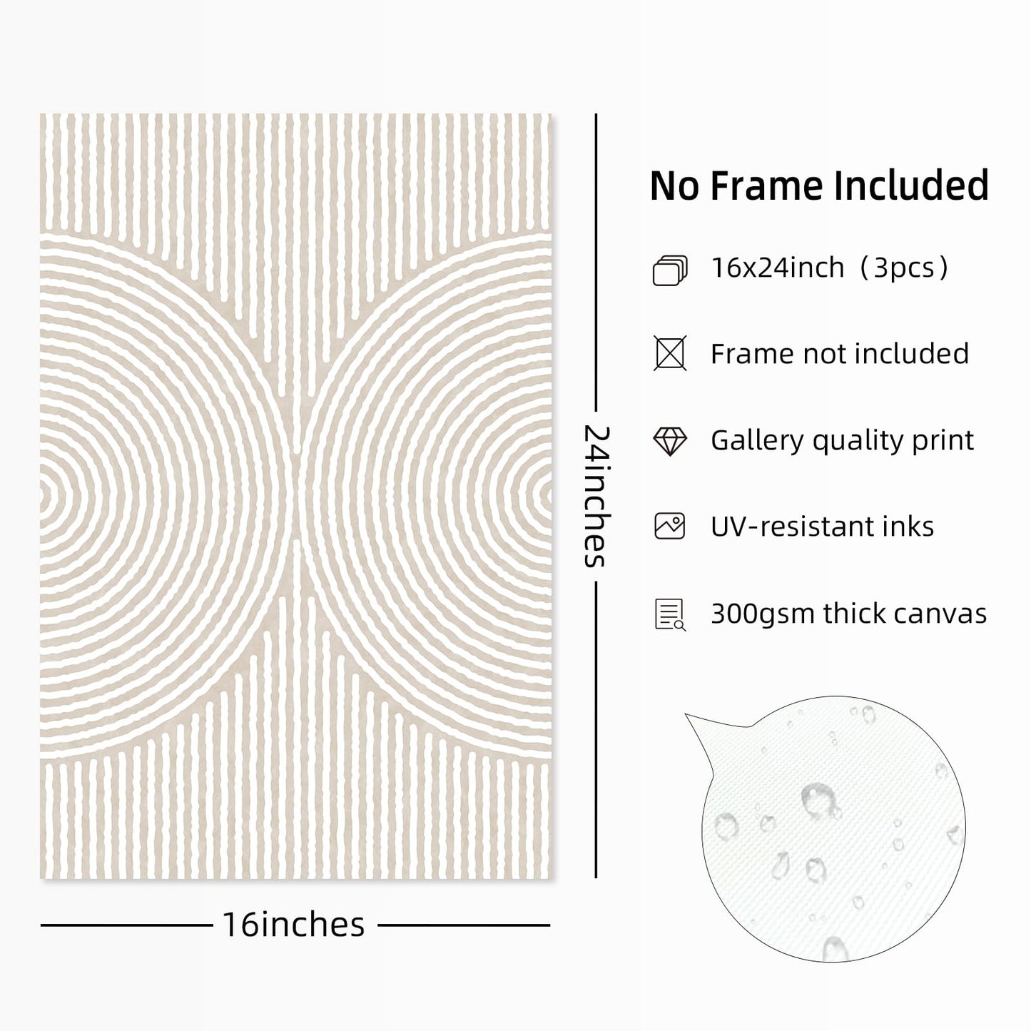 Modern Abstract Pictures Wall Art Boho Neutral Canvas Wall Art Minimalist Wall Decor Black Brown Artwork Abstract Modern Painting Prints for Living Room Bedroom 16x24 Inch Set of 3 (UNFRAMED)