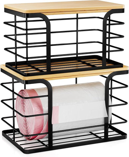 2 Pack Stackable Storage for Kitchen Laundry Pantry Organizers, Trash Bag Holder