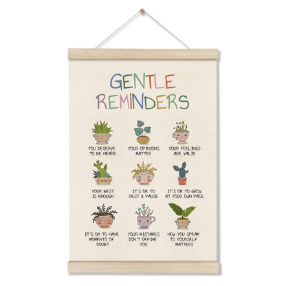 Positive Affirmations Gentle Reminders Wall Decor - Motivational Mental Health Inspirational Wall Art Hanger Frame for Therapy Therapist Counselling Office Kids Playroom Nursery Classroom, 16x12 Inch