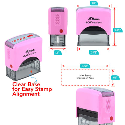 Stamp Pro Pink Self Inking 1 Line Custom Stamp – Personalized Name or Text Stamp for Home, School, Crafts & Business Use