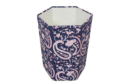 Generic 3.3 Gallon Cotton Hand Block Printed Paper Waste Basket |Small Decorative Trash Can for Housewarming Gifts in Living Room, Bedroom, Bathroom | Eco-Friendly, Plastic-Free (1, BLUE PINK MUKAT)