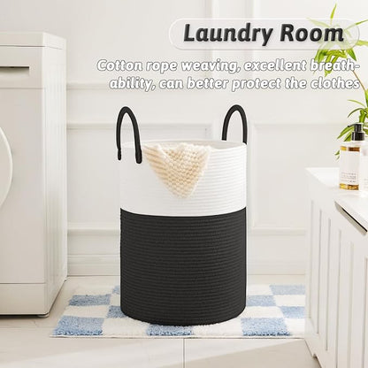 Artfeel Laundry Basket,Woven Cotton Rope Laundry Hamper,40L for Decorative Storage of Dirty Clothes,Toys and Blankets in Bathroom,Baby Room and Living Room