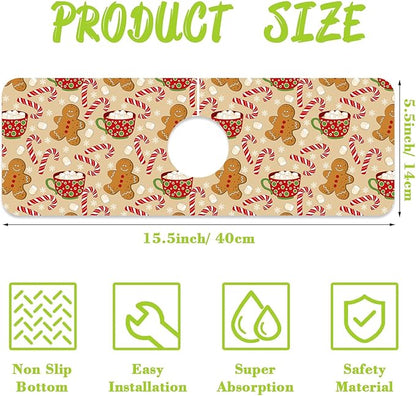Chrismas Sink Splash Guard Faucet Mat Christmas Absorbent Fast Drying Mat Sink
